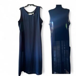 Liz Claiborne 1st ISSUE SHEER NAVY BLUE MAXI DRESS Women’s Size 18 ECU